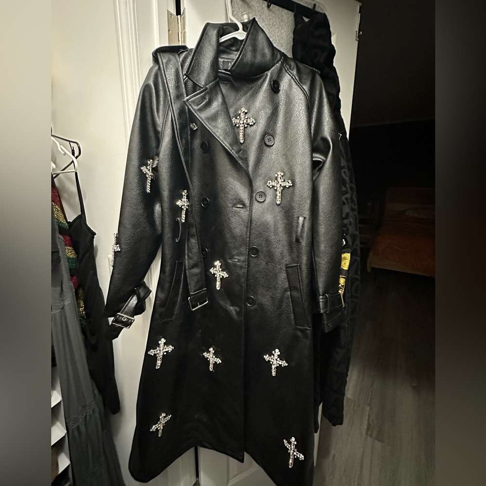 Akira Rhinestone Cross Trench